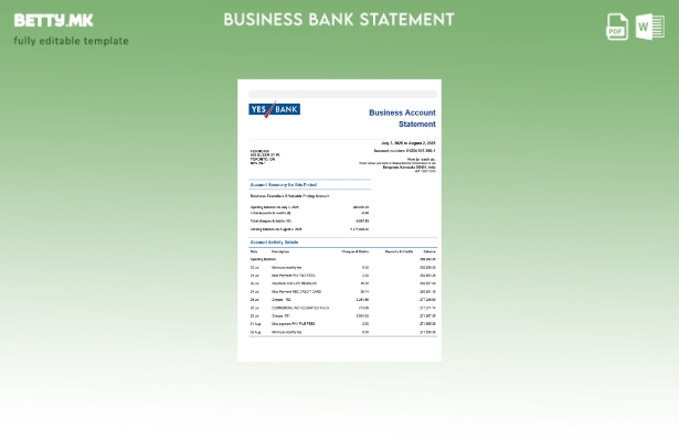 модерен стил Да Банкарска изјава за проверка на сметката Шаблон Word и PDF